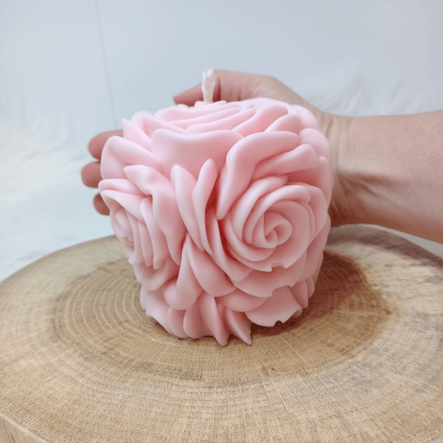 Bougie Décorative Parfumée Naturelle Artisanale "La Vie en Rose" 