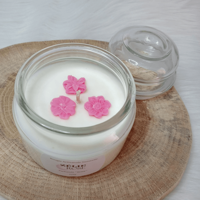 Bougie Artisanale Naturelle Parfumée "ROSE" 220g