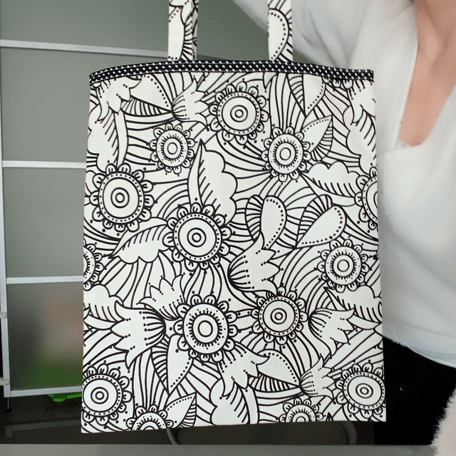 Tote Bag Imprimé "Rosaces" blanc Femme 