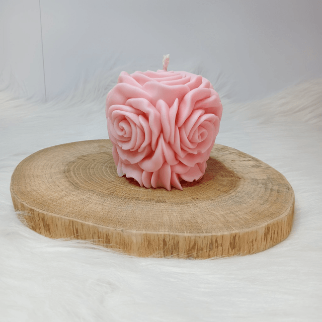 Bougie Décorative Parfumée Naturelle Artisanale "La Vie en Rose" 