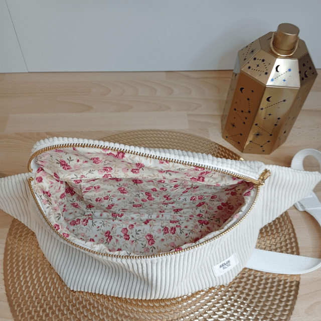 Sac Banane Femme velours écru
