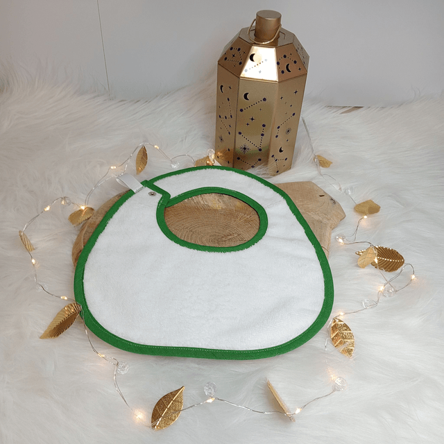 Bavoir boutonné doublé rond Enduit "Avocats mignons" vert