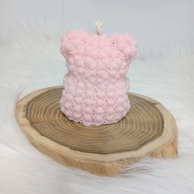 Bougie Décorative Parfumée "Ours Coeur" Naturelle Rose Clair
