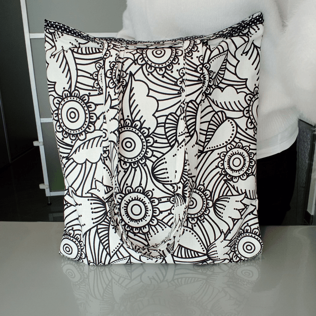 Tote Bag Imprimé "Rosaces" blanc Femme 