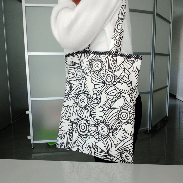 Tote Bag Imprimé "Rosaces" blanc Femme 